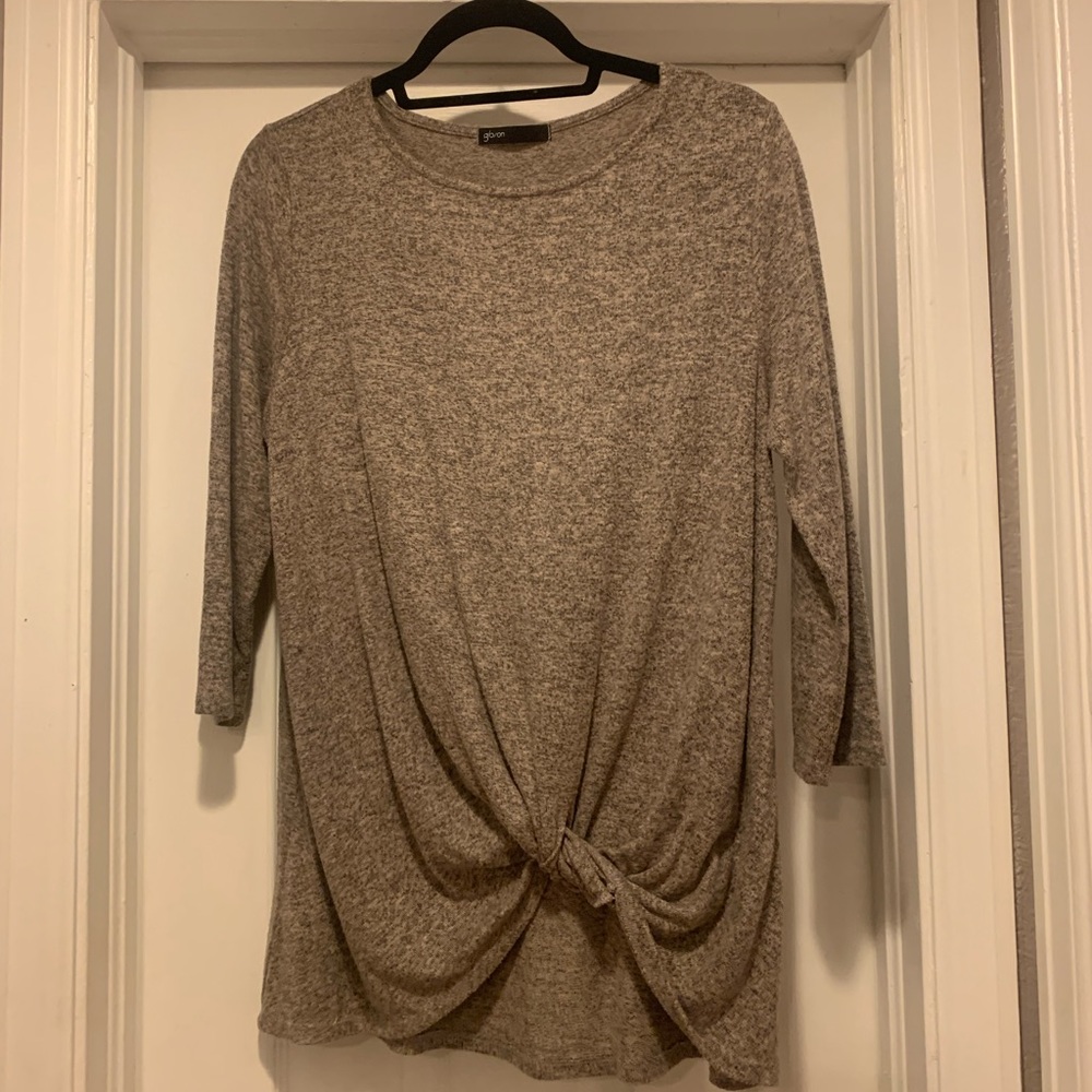 Dark oatmeal twist waist sweater